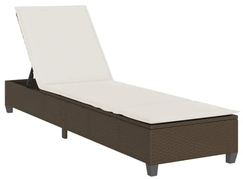vidaXL Solstol med dynor brun 55x200x25,5cm konstrotting, solsäng, solsäng, dagbädd, solstol, dagbädd, schäslong, loungesäng, schäslong stol