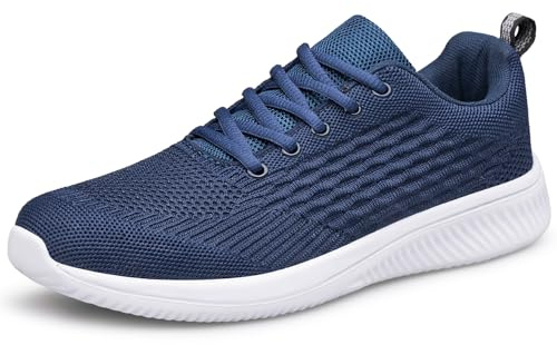 Raoendis Mens Trainers Running Shoes Walking Sneakers, Lightweight Comfortable Fitness Tennis Shoes for Indoor Outdoor Sports Navy Blue Size 13