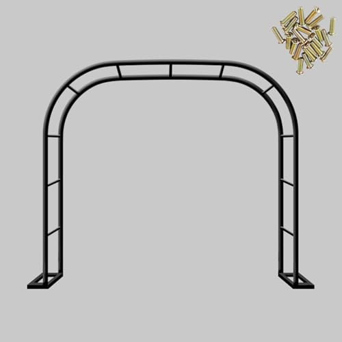 Pérgola grande de metal negro para jardín, arco, arco, rosa, arco, marco de acero, para plantas trepadoras, soporte de enrejado para decoración de jardín y paisajismo