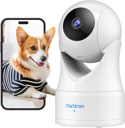 owltron Caméra de surveillance intérieure, caméra de surveillance intérieure avec détection de mouvement, caméra Wi-Fi intérieure à 360 °, babyphone avec application pour caméra de chien/caméra pour