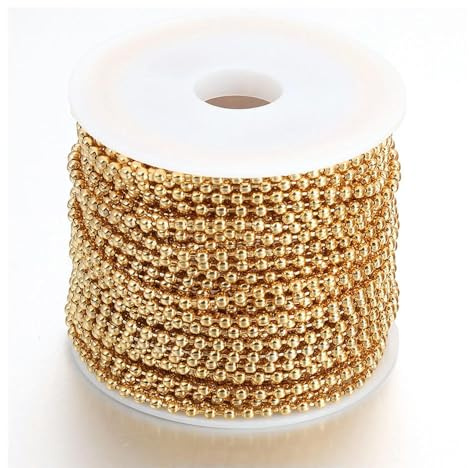 PXAMORTEL Catena con Sfere Metalliche, Catene con Perline Rotonde in Acciaio Inossidabile da 1 m, Multicolore, da 1,2-3 mm, for la creazione di Gioielli Fai da Te(Gold Color,1.2mm)