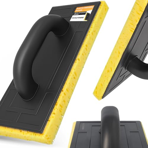 Instalguru Fliesenwaschbrett 130x270 mm Glättekelle mit Schwamm Schwammbrett Fliesenschwamm Schwammkelle Fugenschwamm-Kelle Hydroschwamm Verfugbrett Reibebrett Putzbrett