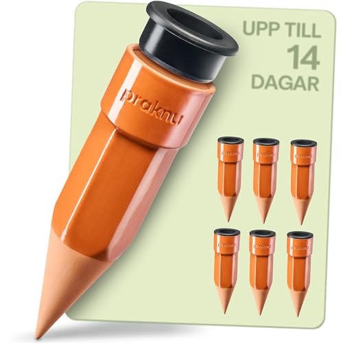 Praknu 6 x Coni di Irrigazione in Terracotta Grande – Fino a 14 Giorni di Irrigazione Automatica – a Prova di Perdite con Adattatore per Bottiglie PET – Facile da Pulire