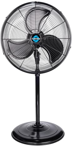 Tornado 20 High Velocity Pedestal Fan, Oscillating Industrial Fan, 5250 CFM, Water-Resistant, Heavy Duty Metal Stand for Garage, Workshop, Patio