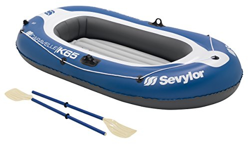 Sevylor Schlauchboot Caravelle KK65, aufblasbares Boot für 2 Personen inkl. 2 Ruder und Fußpumpe, 228 x 120 cm, blau/grau/weiß