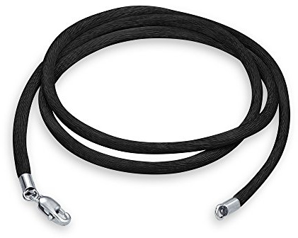 Bling Jewelry Cordon De Pendentif En Soie Satinée Noire Pour Femmes Pour Hommes Adolescents Fermoir À Pince De Homard En Argent Sterling .925 18 Pouces