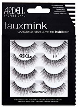 Ardell Faux Mink Lashes 817 – Lightweight, Knot-Free Invisiband Eyelashes for Natural Glam, 4 Pairs, 1 Pack