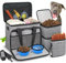 Abrimelodi 6 Set Dog Travel Bag, Large Pet Travel Kit for Supplies Includes 2 Food Containers, 1 Travel Organizer for Dogs, 2 Collapsible Bowls, 1 Treat Pouch, Dog Weekend Overnight Travel Bag Luggage