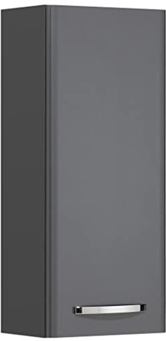 Pelipal Badezimmer Hängeschrank Quickset 327 in Anthrazit Hochglanz, 30 cm breit | Bad Wandschrank mit 1 Tür und 2 Einlegeböden