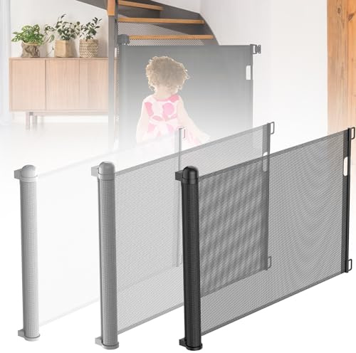 YARDIN Trappskyddsgaller utdragbart dörrskydd 0–180 cm för spädbarn och husdjur, trappgrind, avspärrningsgaller barnskyddsgaller för trappor/dörrar/inomhus och utomhus (87 cm hög, svart)