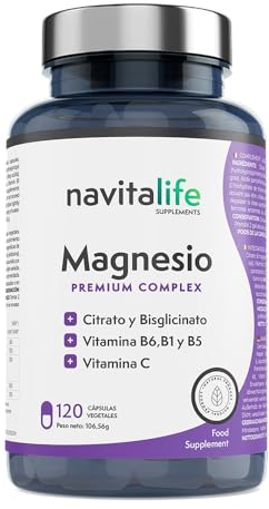Magnesium Citrate pur 1545 mg + Magnesium Bisglycinate 600 mg + Vitamine C, B6, B1, B5 | Réduit la Fatigue et l'Épuisement | Soulage Douleurs Articulaires et Musculaires, 120 Capsules