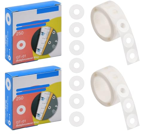 Pinsheng 500 Stück Lochverstärker Selbstklebend, Verstärkungsringe Lochverstärker Ringlochverstärker Lochstanze Verstärkungs Aufkleber für Diy Fotoalbum Schule Büro (Weiß)