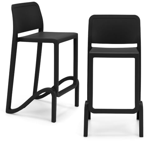 REDÒKASA Sgabello in polipropilene GIANO altezza seduta 65cm, impilabile, idrorepellente, resistente ai raggi UV, design moderno e innovativo, ideale per la cucina, la veranda o giardino (2, Ghisa)