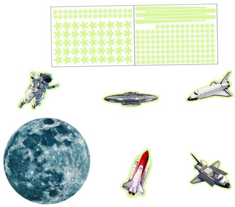 VICASKY 1 Satz Fluoreszierende Aufkleber Für Kinderzimmer Fluoreszierender Aufkleber Zum Thema Weltraum Wandtattoo Kinder Dekorativer Wandaufkleber Mond Wandtattoo Applikationen Platz Pvc