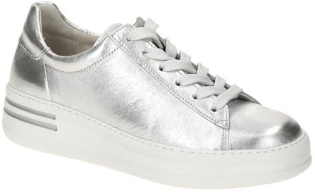 Gabor Damen Low-Top Sneaker, Frauen Halbschuhe,Moderate Mehrweite (G),Strassenschuhe,Sportschuhe,Freizeitschuhe,Silber,39 EU / 6 UK