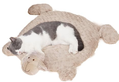 Coogime Pet Blanket Cat, Cat Bed, Fluffy, Washable, 50 x 60 cm Dog Bed, Cat Sleeping Place for Cats and Dogs, Cat Cushion, Warm Cat Basket (Khaki)