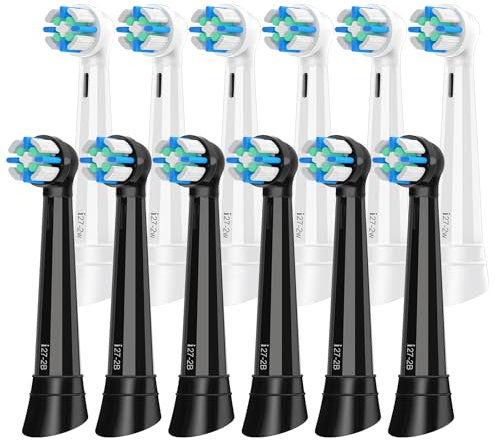 12 Stück IO Aufsteckbürsten Kompatibel mit Oral B iO 2/3/4/5/6/7/8/9/10 Elektrische Zahnbürsten, IO Zahnbürste Aufsätze, Aufsteckzahnbürsten Kompatibel mit Oral B iO (Schwarz/Weiß)