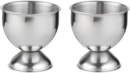 2 Pcs Silver Stainless Steel Egg Cups Holders Egg Tray for Soft Boiled Eggs Kitchen Tool Egg Cups Dishware