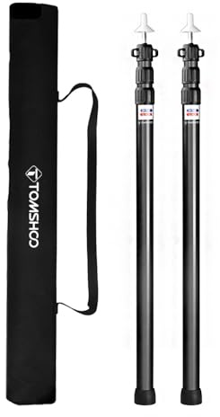 Telescopic Pole, Camping Tarp Poles, Aluminum 6061 Strong Adjustable Telescopic Rod with Locking System, for Protection, Hammock Rain Fly, Awning ()