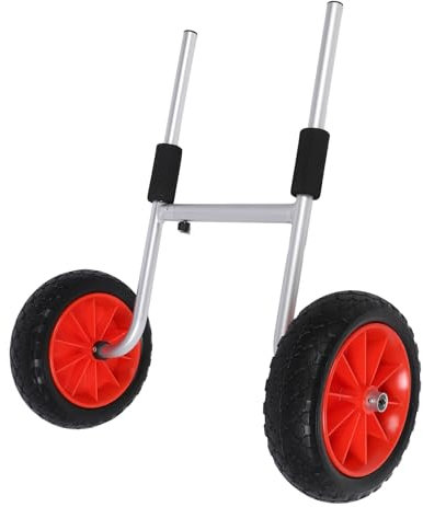 Akozon Carrier de Canoas de Aluminio de Servicio Pesado de 10 Pulgadas, Carro Plegable y con Recubrimiento en Polvo para Kayak y Transporte de Botes Pequeños