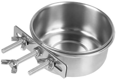MIOYOOW Gamelles à Oiseaux Séparable, Mangeoire d'alimentation INOX Cage pour Oiseaux, Bol d'eau et Nourriture pour Perroquet, Petits Animaux, Chatons et Chiots 10/12/14/16 cm