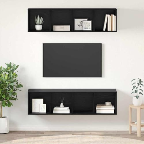 INLIFE Ensemble Meuble TV 2 pcs Chêne Noir 37 x 37 x 142,5 cm