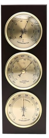 Barometer väggmonterad hushållstermometer med trärambas, hygrometer väderstation för upphängning