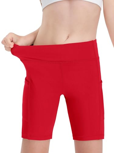 Haloumoning Flickor, korta leggings, sommar, cykelbyxor, tunna sportshorts, ogenomskinliga byxor under klänning, röd, 140