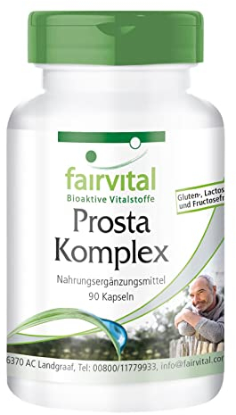 Fairvital | Complexe de la prostate - boite de 3 mois - végan - dosage élevé - 90 capsules - avec le sélénium, le zinc, saw palmetto, le lycopène, le bêta-sitostérol et Opuntia