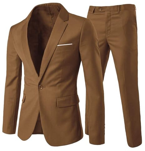 Cloudstyle Men's 2-Piece Suits Slim Fit 1 Button Dress Suit Jacket Blazer & Pants Set