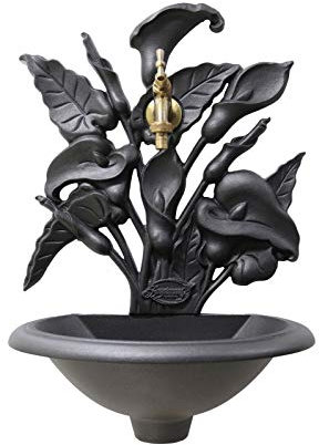 Fonderia Bongiovanni Gartenbrunnen | Wandbrunnen | Modell Calla | mit Wasserhahn aus Messing | für Haus Garten | Brunnen für den Außenbereich | Brunnen für den Außenbereich | Brüniert