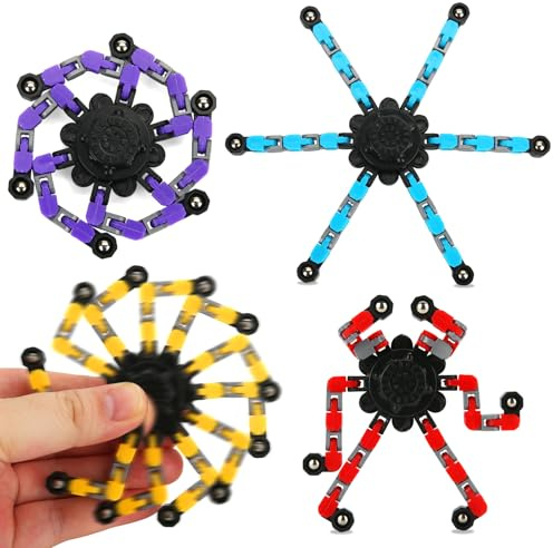 4 Pack Transformable Fidget Spinner Fidget Toys Set, Fidget Spinner Transformable,Sensory Fidget Toys Stress Relief and Anti Anxiety Toys for Kids and Adults Gift for Christmas Birthday Party Favor
