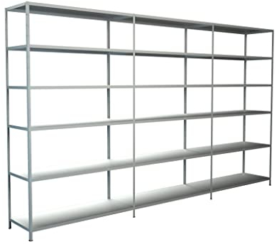 SCHULTE Regalwelt Steck-Grund-/ u 2 Anbauregale, 18 Böden, 2300x3000x500, weiss