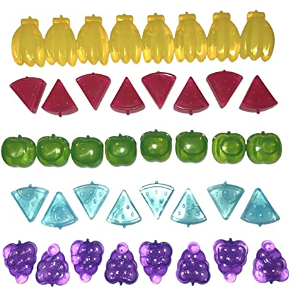 eMKay® 40Pcs BPA Free Multicoloured Plastic Reusable Washable Assorted Fruit Shaped ICE Cubes for Cooling Your Drinks,Fast Freezing,No Fuss, Easy to use & Store and Ideal for Drinks, Parties & BBQs