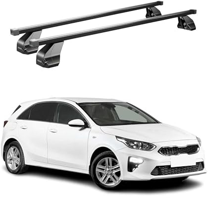 Barres de toit - Compatible avec Kia Ceed 2018-2022 - Porte-vélos, Porte Vélo Voiture - Coffre de toit - Pièces de toit - Acier de qualité supérieure - Noir - 2 TLG 75 kg