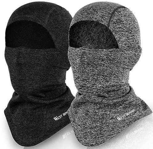West Biking balaclava motorcykel, vinter ansiktsmask skidmask vindtät andas varm cykel stormmask män kvinnor, termisk fleece balaclava motorcykel balaclava mask ansiktshuva, Svartgrå, En Storlek