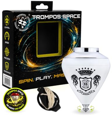 SPACE TROMPOS - Júpiter Punta Roller, Color Plata, con Cuerda y Packaging