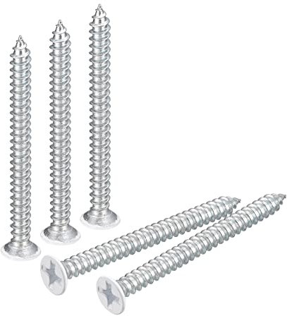 QUARKZMAN ST3.5x40mm Tornillos Autorroscantes, 50uds Tornillos Autoperforantes de Plana Cabeza Phillips, Madera Tornillos Blanco para Carpintería