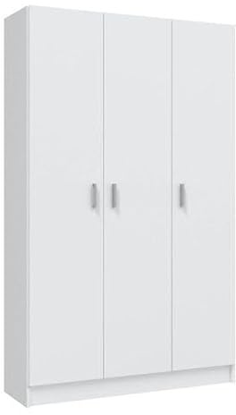 HOGAR24 ES Armario escobero con 3 Puertas, Multiusos, Color Blanco