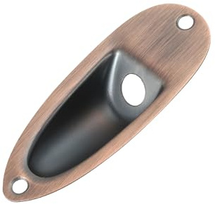 sourcing map Guitar Input Jack Socket Plate Output Loaded Jack 3/8 Copper for Electric Guitar Replacement Parts
