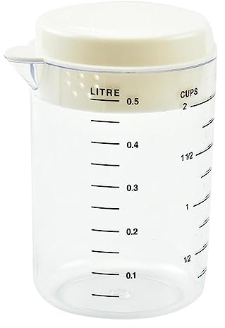 Plastic Measuring Cup With Splashproof Lid V-shaped Spout Mixing Pitcher Kitchen Baking Measuring Tool Easy To Pour Mixing Baking Utensil With Spout Lid Measures Lines