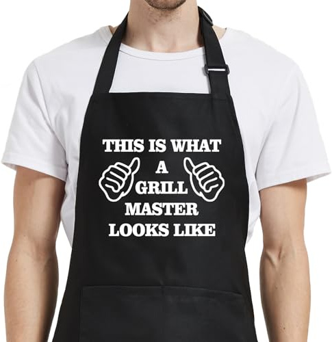 Oxpaynop Funny Grill Aprons for Men, BBQ Dad Apron for Chef Cooking Kitchen, Grilling Gifts for Men Father Husband, Birthday Gifts for Dad from Daughter Son