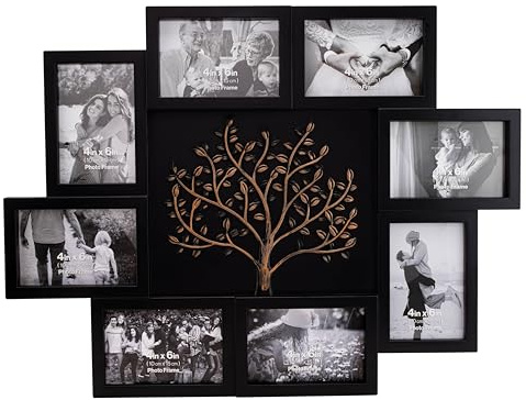 Thetford Design Family Tree Wall Hanging Collage Photo Frame with 6 Picture Holders (Black and Bronze)
