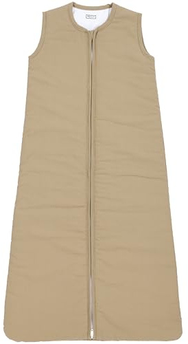 Meyco Baby Uni sleeping bag, fodrad babysovsäck (sovsäck av 100% mjuk, vävd bomull, extra lång dragkedja, hudvänlig, säker passform, storlek: 70 cm), taupe