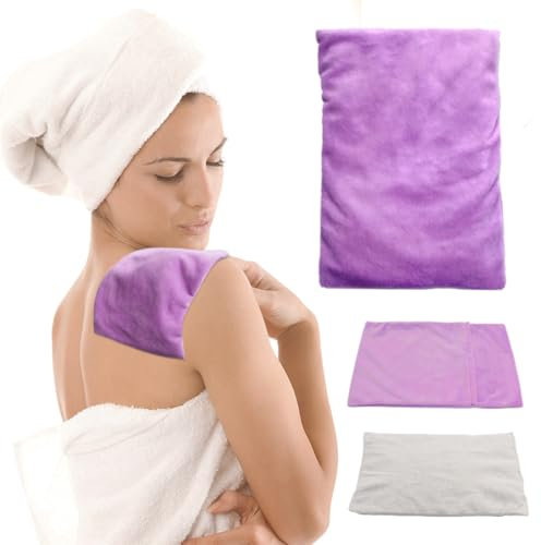 Wärmekissen für die Mikrowelle, feuchtes Wärmekissen zur Schmerzlinderung, Krämpfe, Menstruation, Verspannungen und Stress, Wärmekompresse für Nacken, Rücken, Schultern, Bauch, Gelenke, Ton, Lavendel,