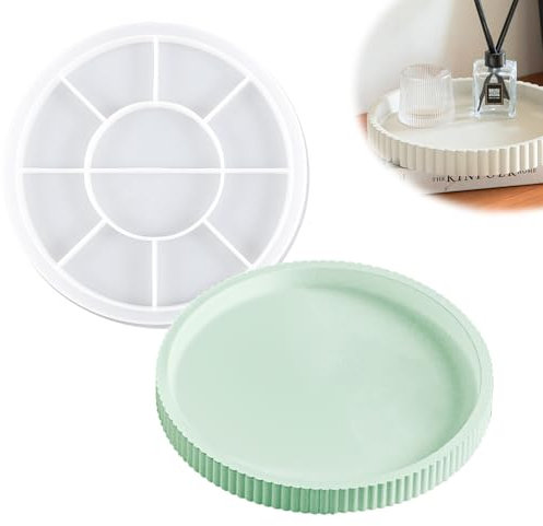 Forhandy Silikonform Schale, Silikonformen Gießformen Tablett Silikonform Teller, Gießform Silikon mit Rillen, Gießform Teller Tablett für Herstellung von Obst Tee Tablett Schmuck Teller Handwerk