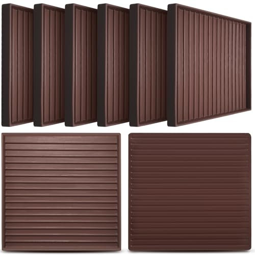 CalPalmy Non-Slip Furniture Pads - Set of 8 Brown 5x5 Square Rubber Anti-Skid Caster Cups for Couch, Chair, Bed, and Furniture Legs - Durable Floor Grip Coasters to Prevent Sliding