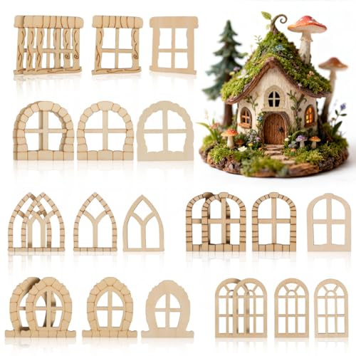Toyvian Juego De 25 Mini Ventanas De Madera Sin Terminar Para Bricolaje Accesorios Decorativos De Jardín Patio Y Casa De Muñecas Arte Artesanía Creativa
