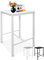BeFair Bartisch Weiß, 60x60x100 cm, Hochtisch mit Fußstütze, Industrial Design, Metallbeine – Komfort und Stabilität