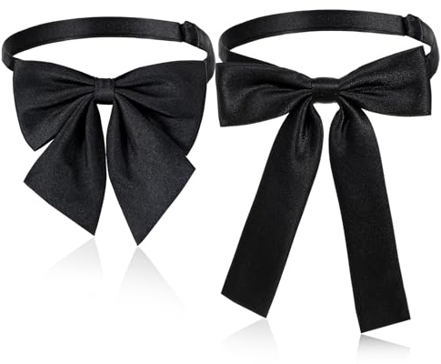 Sorcristy 2 pezzi cravatta donna nera papillon donna camicetta con fiocco prelegato regolabile btie tinta unita nero cravatta cravatta per uniforme costume cosplay Shirt